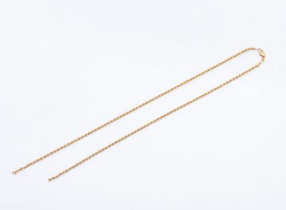 18K yellow gold (750 ‰) rope link chain (broken)....