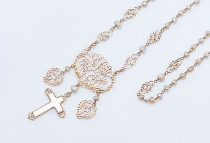 Gold-plated rosary adorned with irregular...