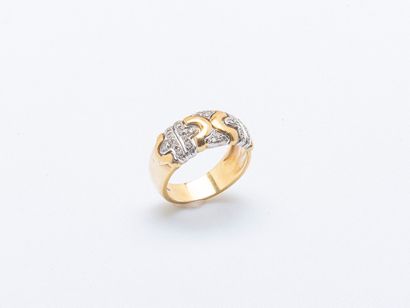 Bague bandeau en or jaune et en or gris 18...
