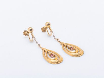 Pair of 18k yellow gold (750 ‰) ear pendants...