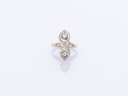 A aigrette ring in 18k yellow gold (750 ‰)...