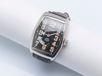 Watch in the Art Deco style, with domed tonneau-shaped...