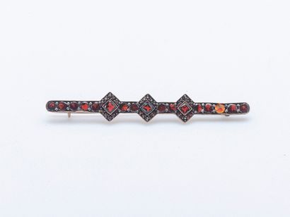 Silver barrette brooch (800 ‰) set with imitation...
