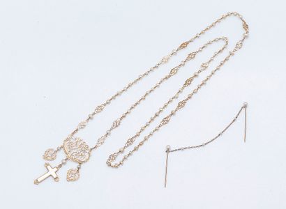 Gold-plated rosary adorned with irregular...