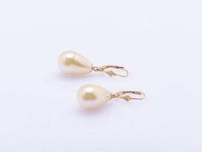 Paire de pendants d'oreilles en or jaune...