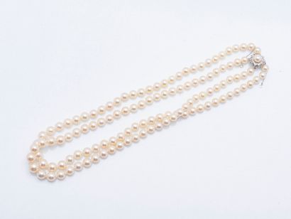 Double-strand necklace of falling cultured...