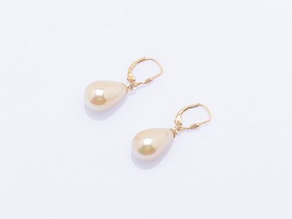Paire de pendants d'oreilles en or jaune...