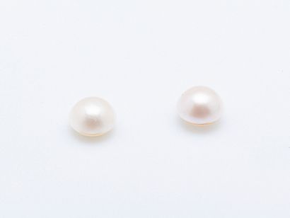 Lot de deux perles mabé de culture d'environ...
