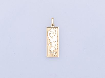 Rectangular plate pendant in 18K yellow gold...