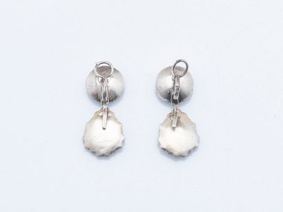 Pair of silver earrings (800 ‰) set with...
