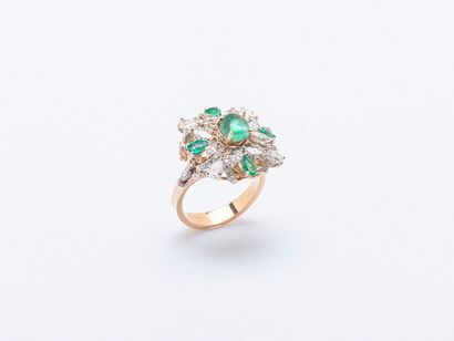 Bague en or rose 18 carats (750 ‰) sertie...