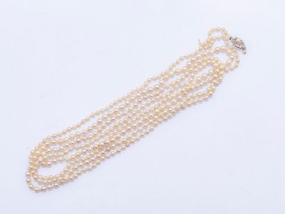 Cultured pearl sautoir necklace (broken,...