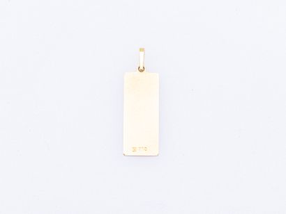 Rectangular plate pendant in 18K yellow gold...
