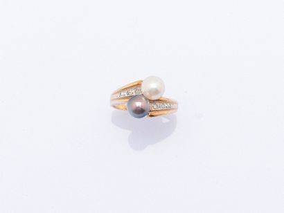 Bague Toi & Moi en or jaune 14 carats (585...