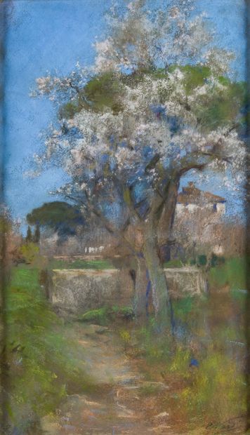 Ecole moderne 
Paysage 
Pastel signé en bas...