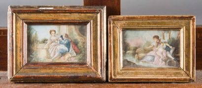 Ecole du XVIIIe siècle 
Scènes galantes 
Deux...