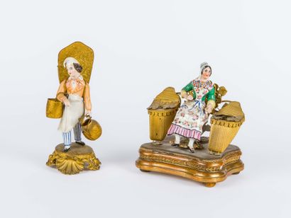 Two porcelain and gilt bronze subjects 
19th...