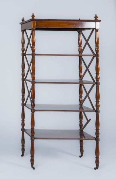 Mahogany and mahogany veneer bookcase on...