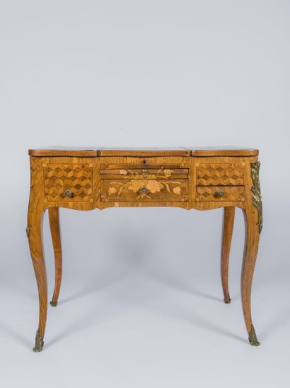 Veneered dressing table decorated with flowers...