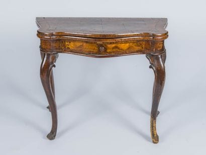 Burr veneer console table opening with a...