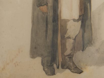 Ecole Russe 
Portrait d'homme 
Aquarelle...