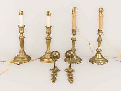 Lot including: Two pairs of ormolu torches...