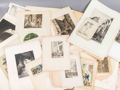 Important lot de gravures et dessins dans...