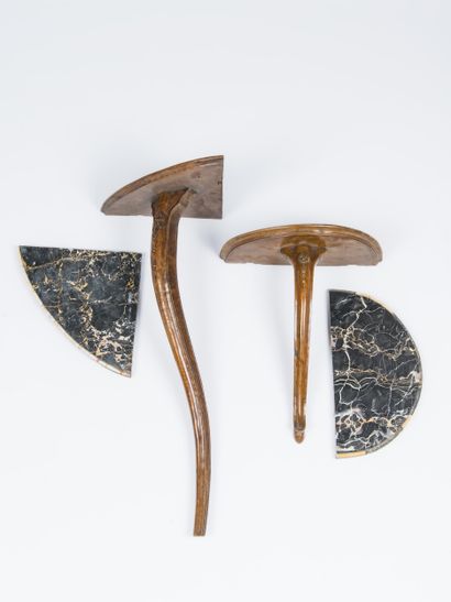 Set of two carved molded wood wall shelves...