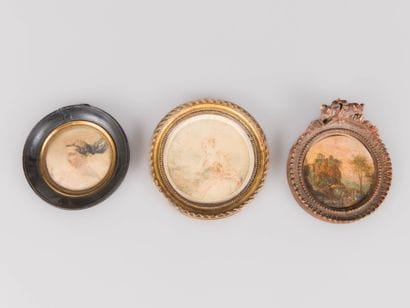 Lot de 13 miniatures encadrées. XVIIIe et...