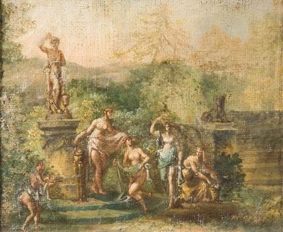 Ecole du XVIIIe siècle 
Baigneuses 
Toile...