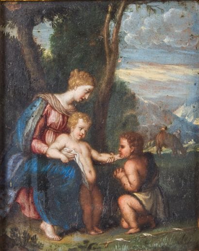 Ecole du XVIIe siècle 
Vierge à l'enfant...