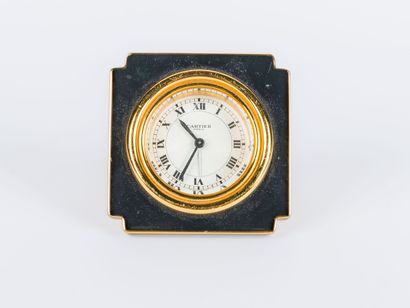 CARTIER Paris 
Desk clock in black-enameled...