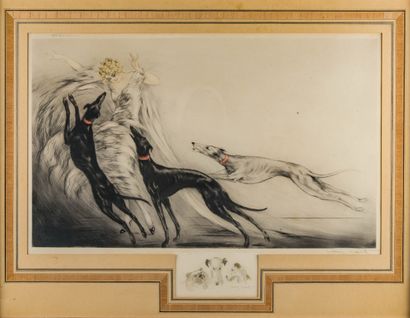Louis ICART (1888-1950)
Elégante aux lévriers...