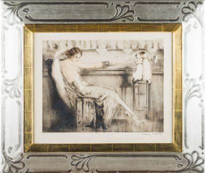 Louis ICART (1888-1950) 
Elégante au comptoir...