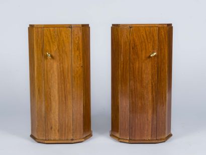 Pair of mahogany and mahogany veneered circular...