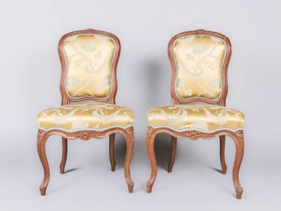 Pair of cabriolet-back chairs in molded and...