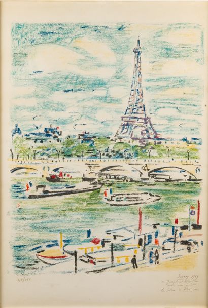 Robert SAVARY (1920-2000)
Vue de Paris 
Lithographie...