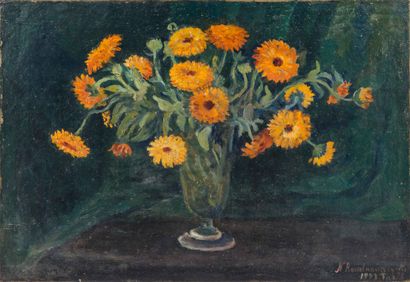 Ecole de Paris 
Nature morte au bouquet 
Huile...