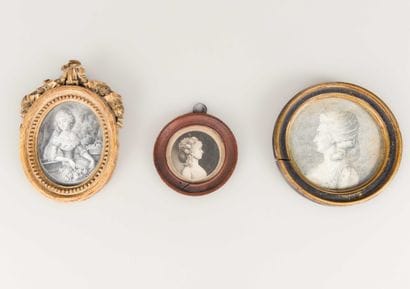Lot de 13 miniatures encadrées. XVIIIe et...