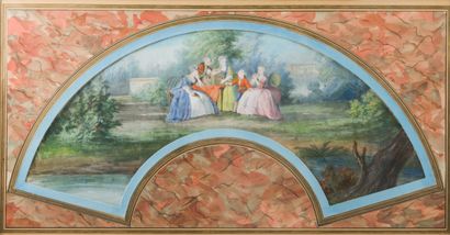 Ecole du XVIIIe siècle 
Projet d'éventail,...