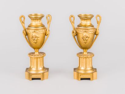 Pair of ormolu cassolettes forming candlesticks,...