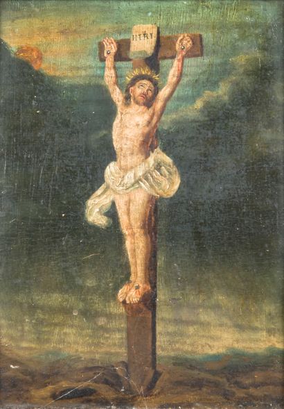 Ecole du XVIIIème 
Christ sur la croix 
Huile...