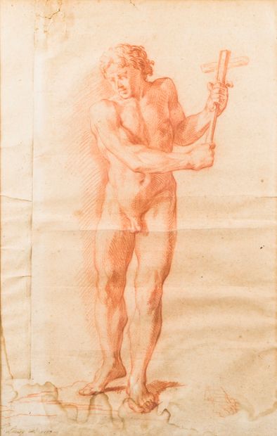 Ecole Française du XVIIe 
Nu masculin portant...