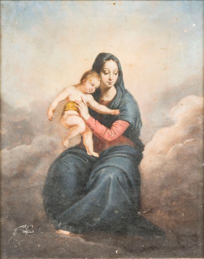 Ecole fin du XVIIIe siècle 
Vierge à l'enfant...