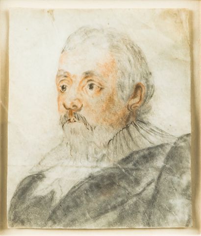Ecole du XVIIe 
Portrait d’homme
Fusain,...