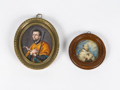 Lot comprenant : 

Deux miniatures religieuses...