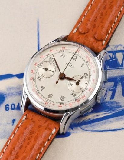 VILIA
(CHRONOGRAPHE SPORT), vers 1950 Chronographe...