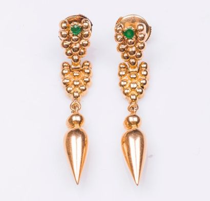 Paire de boucles d'oreilles en or jaune 18...