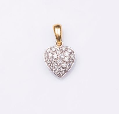 Pendentif c?ur en or jaune et or gris 18...