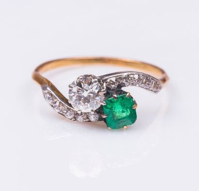 Bague toi et moi en or jaune 18 carats (750...